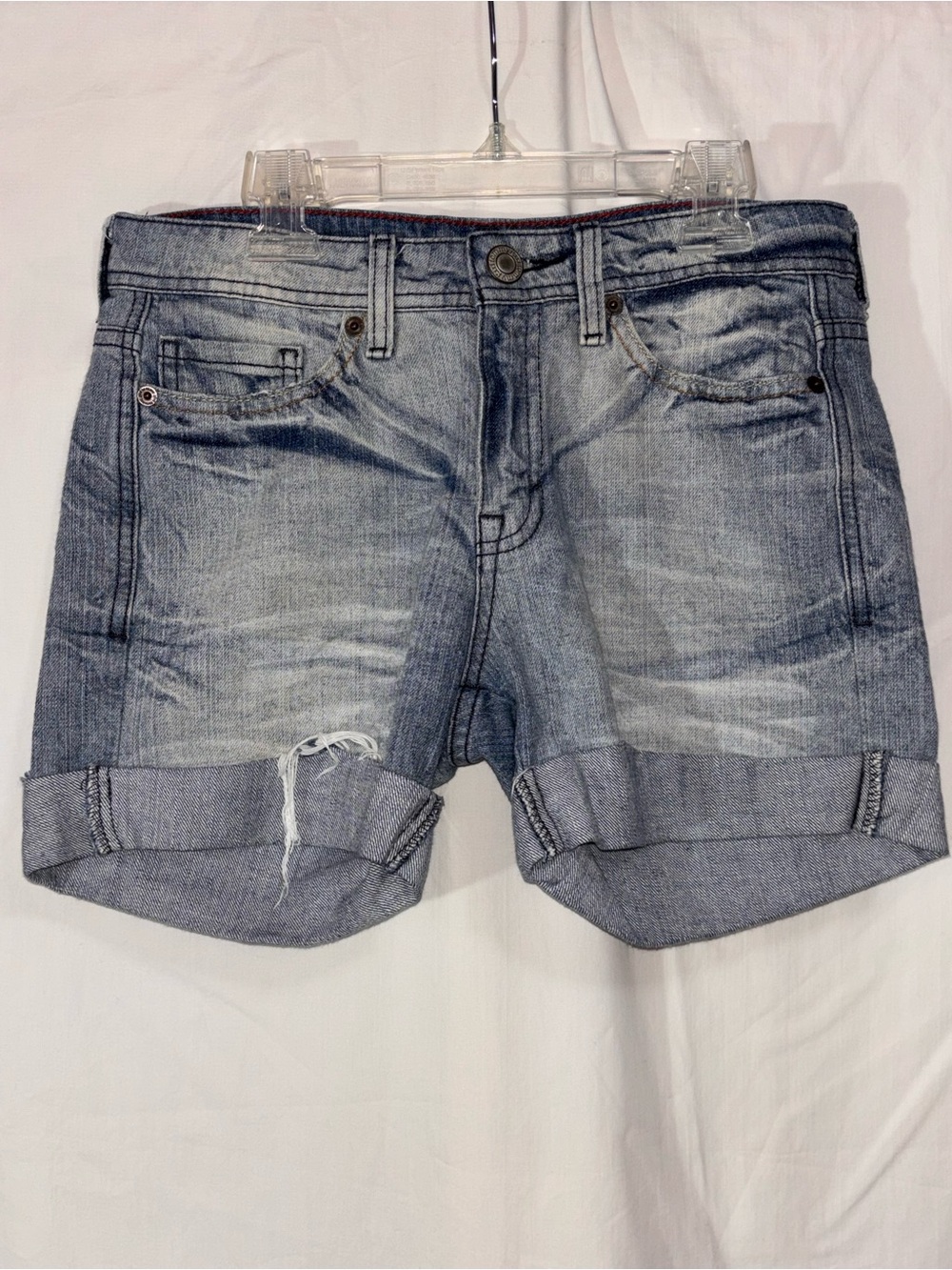 Light Blue Rolled Cuff Denim Shorts